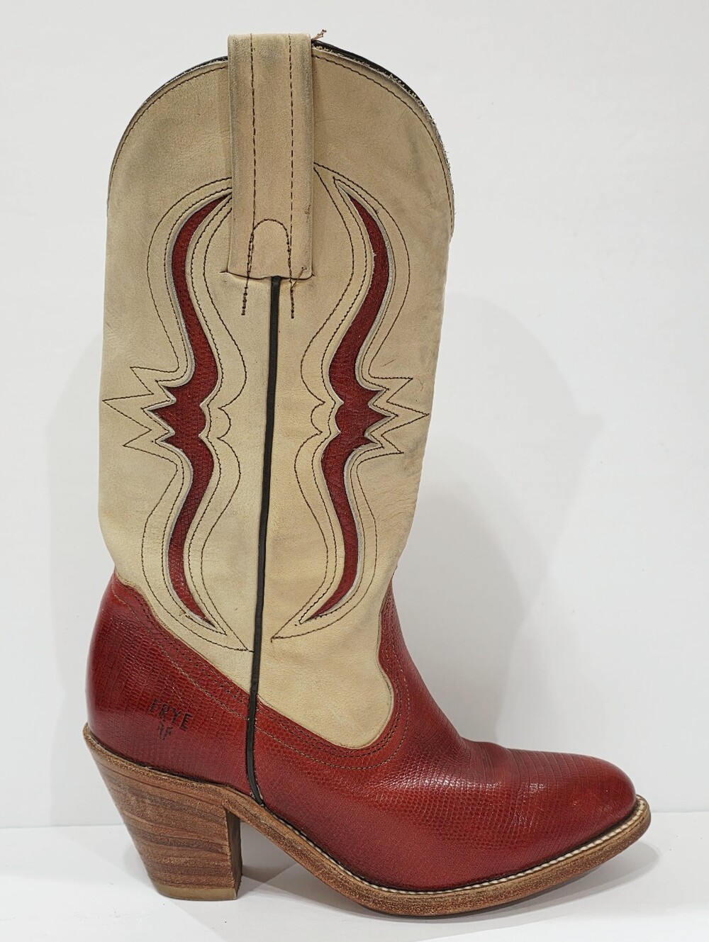 Frye 7040 Suede Brown Red Boot Cowboy Western Leather Pull On Women 7 B Used